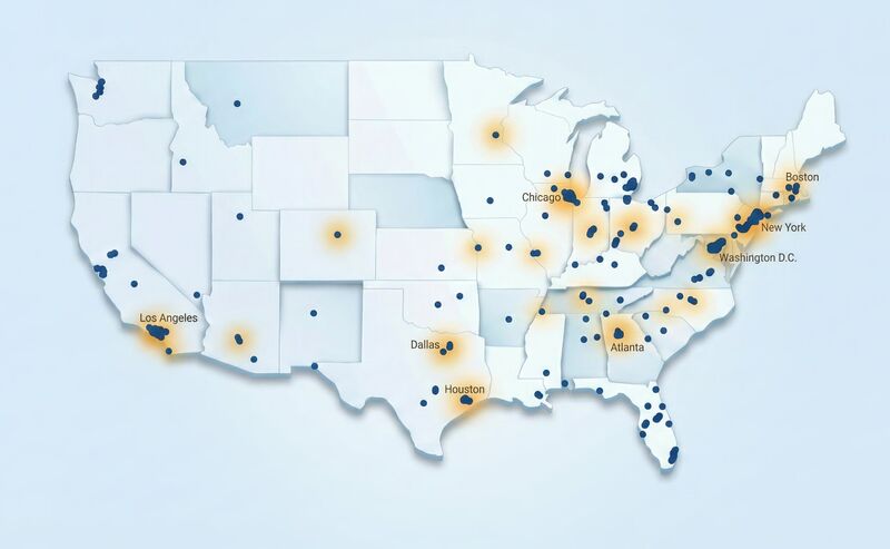 Map showing ISLA member schools across the United States
